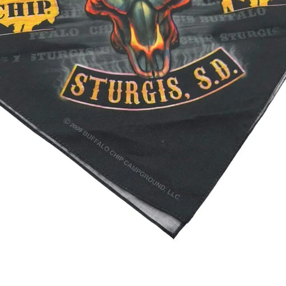 Sturgis South Dakota Handkerchief Scarf 2009 Buffalo Chip Campground Black